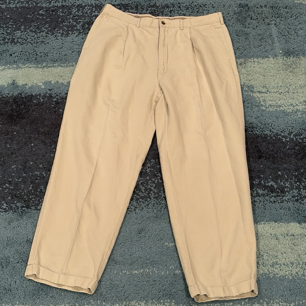 Gant Trousers Mens 36x30 Beige Chino Relaxed Fit Wide Leg Linen Cotton Casual